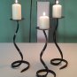 3 x Wrought iron candlesticks Handmade clasic design candle holder Black color 35cm.