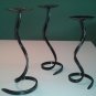 3 x Wrought iron candlesticks Handmade clasic design candle holder Black color 35cm.
