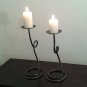 2 x Wrought iron candle holders Handmade iroan candlesticks 30cm.