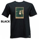 Mark Twain & Nikola Tesla in Lab, black t-shirt, sizes S M L XL