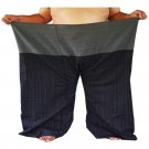 Extra Big Long 2 Tone Fisherman Pants Yoga Trousers 100% Striped Cotton Gray and Charcoal