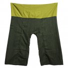 2 Tone Fisherman Pants Yoga Trousers Plus Size Cotton Drill Striped Green and Dark Green