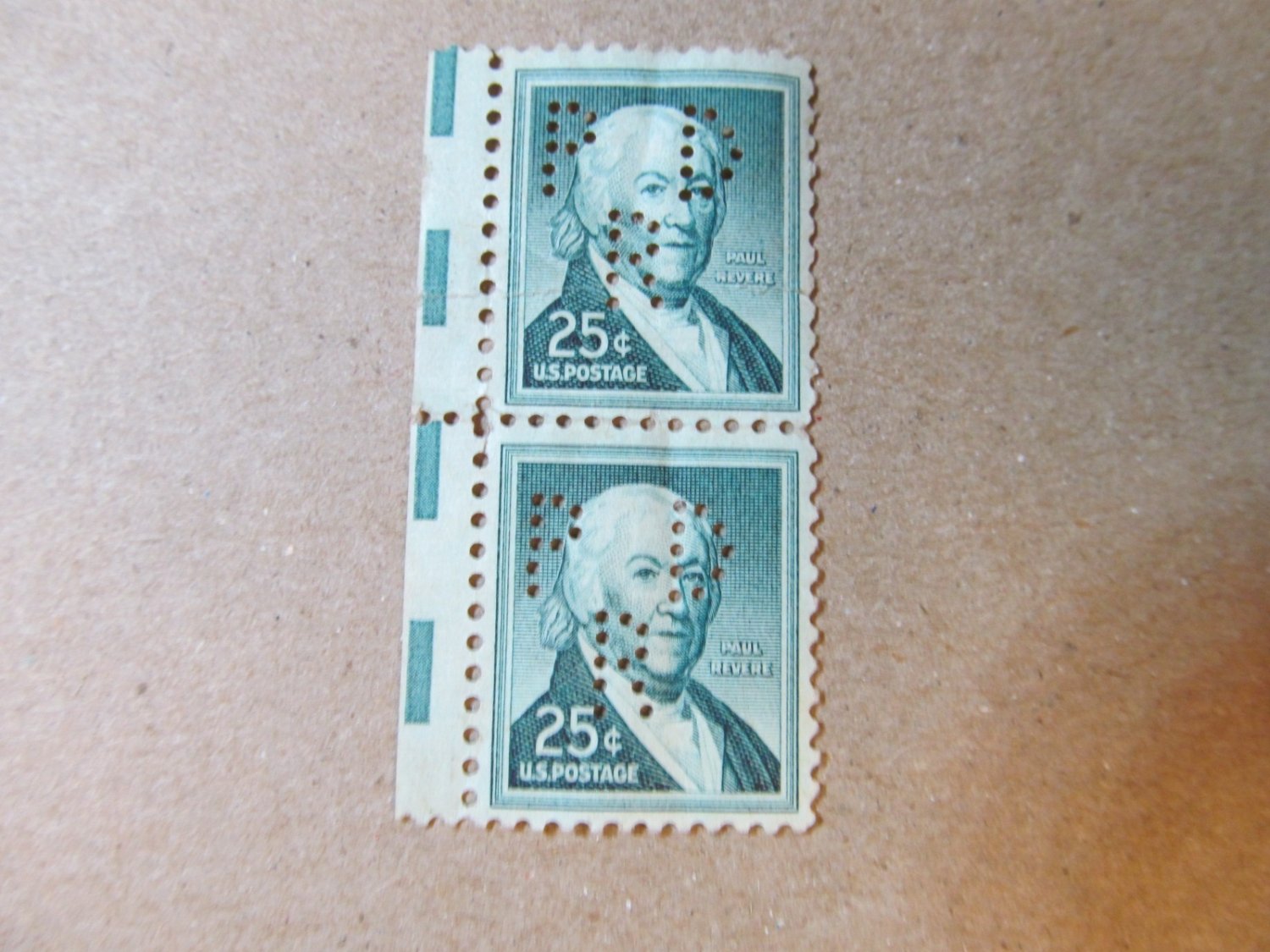 2 UNUSED $0.25 Stamps PERFORATED PAUL REVERE