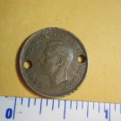 Canada 1940 1 Cent Copper Canadian Penny GEORGVIS VI D G REX ET IMP  w/holes#2