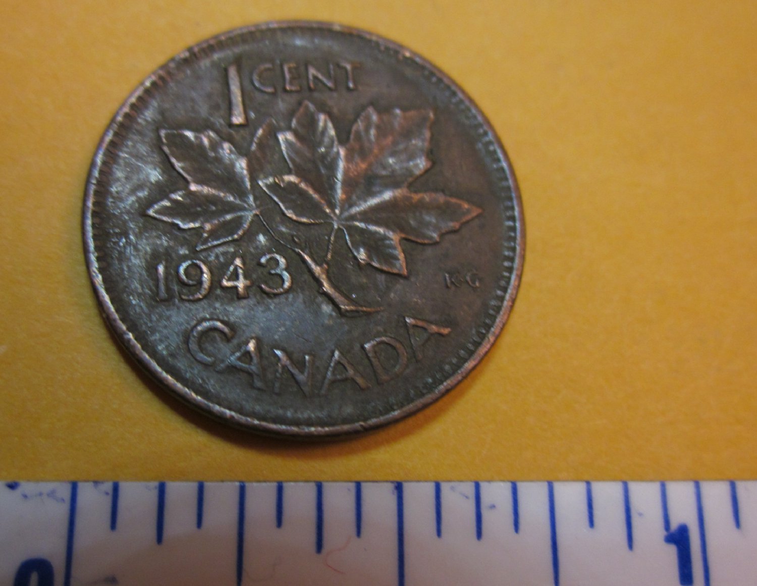 Canada 1943 1 Cent Copper Canadian Penny GEORGVIS VI D G REX ET IMP