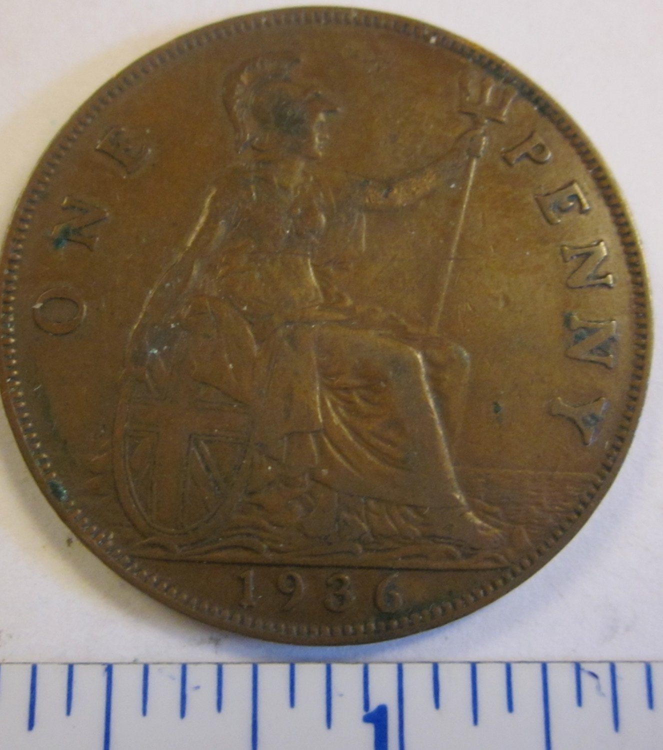 1936 1 Penny Georgivs V Dei Britt Omn Rex Fid Ind Imp