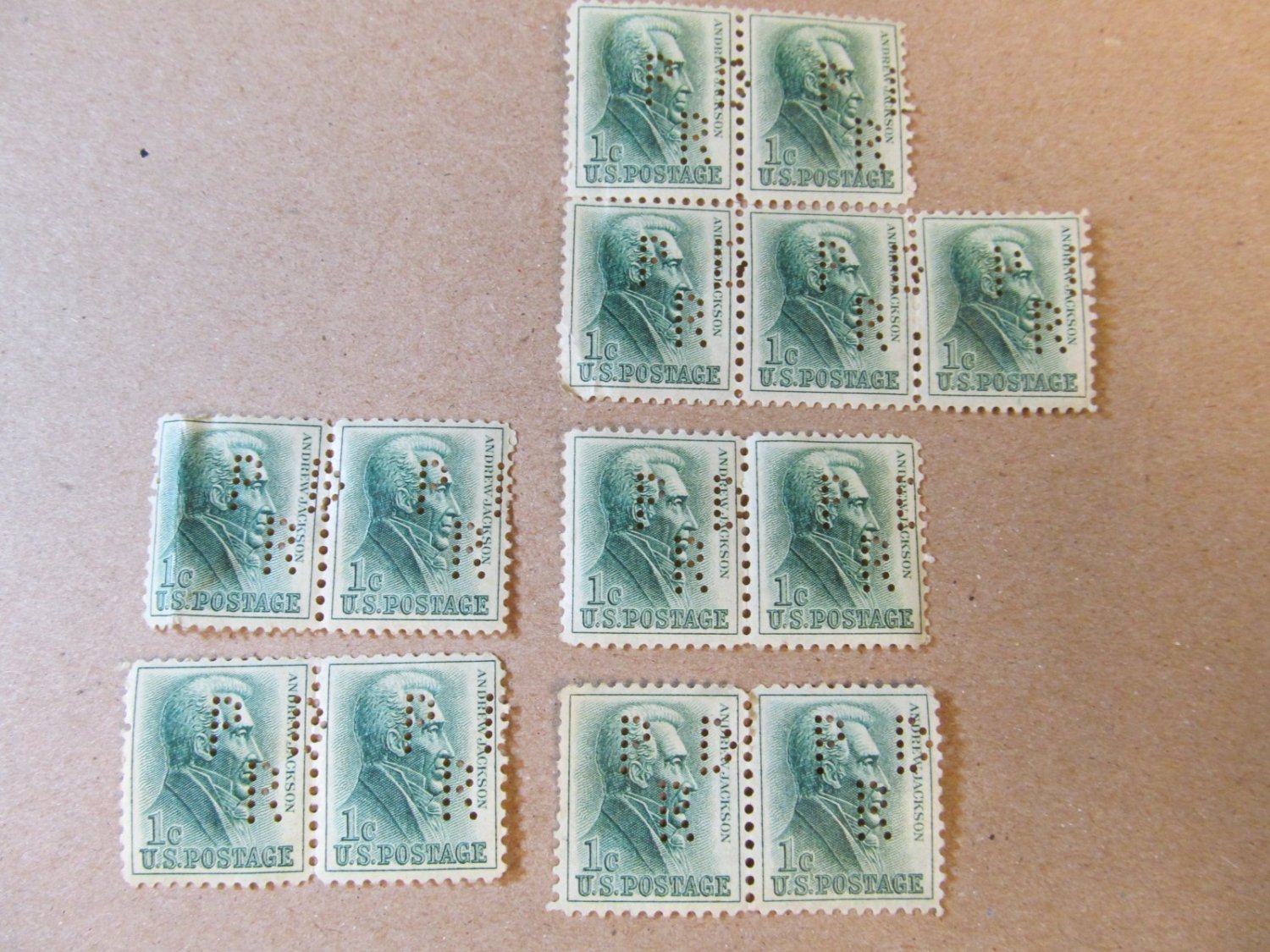 ANDREW JACKSON STAMP 1963 UNUSED 1 Cent US POSTAGE GREEN Perforated 13