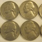 1964 JEFFERSON NICKELS CIRCULATED 4 NO MARK, 4 D = 8 PIECES LOT #4