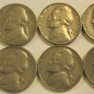 1964 JEFFERSON NICKELS CIRCULATED 4 NO MARK, 4 D = 8 PIECES LOT #5