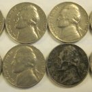 1964 JEFFERSON NICKELS CIRCULATED 4 NO MARK, 4 D = 8 PIECES LOT #6