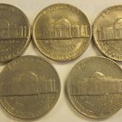 1978 JEFFERSON NICKELS CIRCULATED 5 PIECES NO MINT MARKS