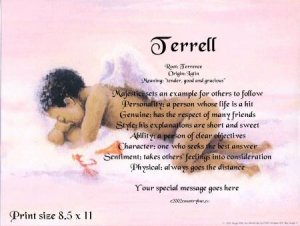 Angel Boy #3 - PERSONALIZED 1 Name Meaning Print  - no US s/h fee