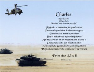Army #2- PERSONALIZED 1 Name Meaning Print   - no US s/h fee