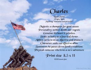 Marines #1- PERSONALIZED 1 Name Meaning Print   - no US s/h fee
