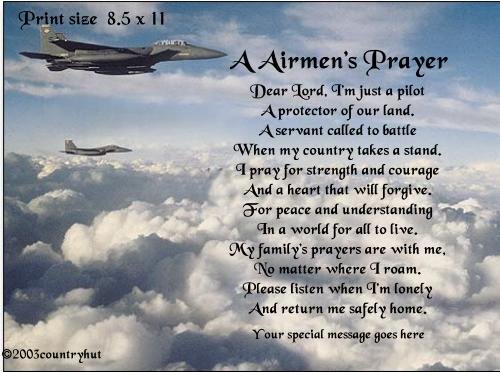 Air Force #1- A AIRMEN'S PRAYER poem print - no US s/h fee