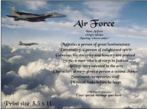 AIR FORCE #1- PERSONALIZED 1 Name Meaning Print   - no US s/h fee