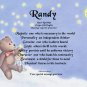 TEDDY BEAR - Angel Boy  - PERSONALIZED 1 Name Meaning Print  - no US s/h fee