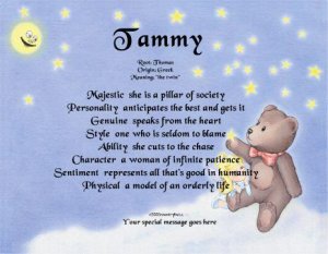 TEDDY BEAR - Angel Girl  - PERSONALIZED 1 Name Meaning Print  - no US s/h fee