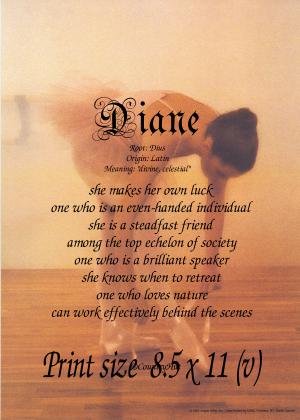 BALLET #1 - PERSONALIZED 1 Name Meaning Print  - no US s/h fee