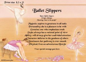 BALLET #3 - PERSONALIZED 1 Name Meaning Print  - no US s/h fee