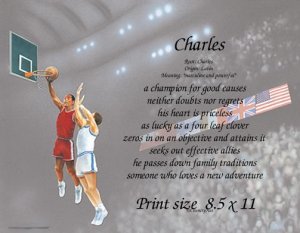 BASKETBALL #3 - PERSONALIZED 1 Name Meaning Print  - no US s/h fee