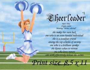 CHEERLEADERS - PERSONALIZED 1 Name Meaning Print  - no US s/h fee