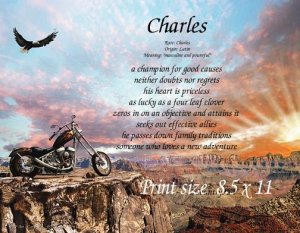 CHOPPER,  Motorcycle - PERSONALIZED 1 Name Meaning Print  - no US s/h fee