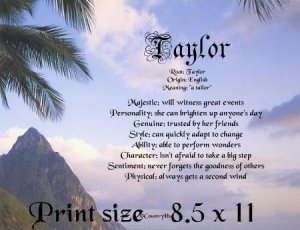 ISLAND FEVER - PERSONALIZED 1 Name Meaning Print  - no US s/h fee