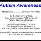 20 Autism ME Awareness Cards, Personalized