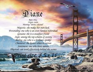 GOLDEN GATE BRIDGE - PERSONALIZED 1 Name Meaning Print  - no US s/h fee