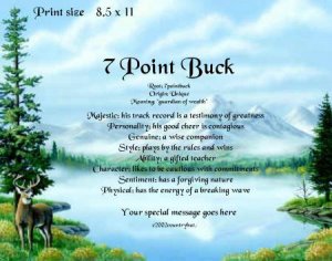 DEER #2, Buck  - PERSONALIZED 1 Name Meaning Print  - no US s/h fee