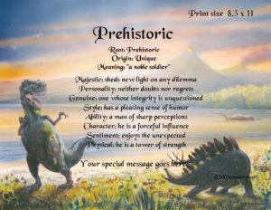 DINOSAURS #3 - PERSONALIZED 1 Name Meaning Print  - no US s/h fee