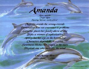 DOLPHINS #1- PERSONALIZED 1 or 2 Name Meaning Print  - no US s/h fee
