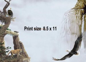 EAGLE nesting, mountain lion - PERSONALIZED 1 Name Meaning Print  - no US s/h fee
