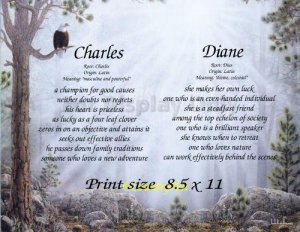 SERENITY FOREST - PERSONALIZED 1 or 2 Name Meaning Print  - no US s/h fee