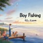 Boy FISHING, sister, puppies - PERSONALIZED 1 Name Meaning Print  - no US s/h fee