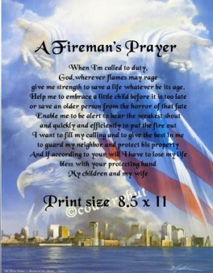 FIREMAN'S PRAYER, Forever in our Hearts - PERSONALIZED Print  - no US s/h fee