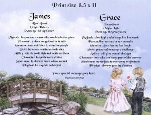 FIRST LOVE #2 - PERSONALIZED 1 or 2 Name Meaning Print  - no US s/h fee