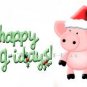 T-shirt, HAPPY HOG-IDAYS ~ (Adult 2xLarge to Adult 6xLarge) PINK PIG w SANTA HAT