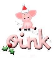 T-shirt, PINK PIG w SANTA HAT ~ (yth xSm to Adult xLarge) OINK w/ holly leaves