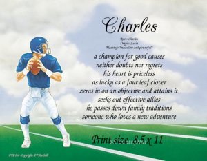 FOOTBALL player - PERSONALIZED 1 Name Meaning Print  - #3