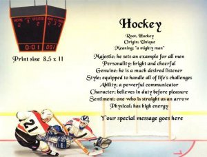 HOCKEY - PERSONALIZED 1 Name Meaning Print ~ - no US s/h fee