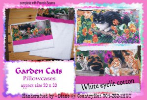 Garden Cats - Kittens 1 set of 2 Pillowcases - standard size