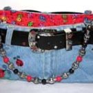 Lady Bug - Denim Handbag  Embroidered purse