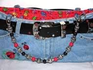 Lady Bug - Denim Handbag  Embroidered purse