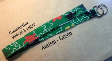 Autism Awareness - Green - Key Holder - Handmade Lanyard - Lanyards