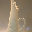 Fenton Vintage Large White Hobnail Swung Pitcher Vase with Applied Handle