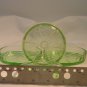 1930's Vaseline Jeannette Glass Cherry Blossom Depression Glassware Coasters (4)