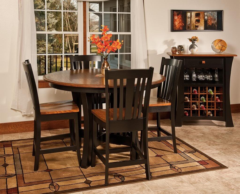 Amish Round Dining Table Solid Wood Pedestal Mission Base Extending ...