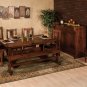 Amish RusticTrestle Dining Table Set Bench Chairs Rectangle Extending Solid Wood